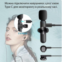 Професійний бездротовий мікрофон петличка для Android з роз'ємом Type-C чорний (my-18139) Професійний бездротовий мікрофон петличка для Android з роз'ємом Type-C чорний (my-18139)