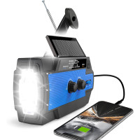 Портативное радио с ручкой на солнечных батареях, 4000 мАч DaringSnail MD-090P синий (my-9025)