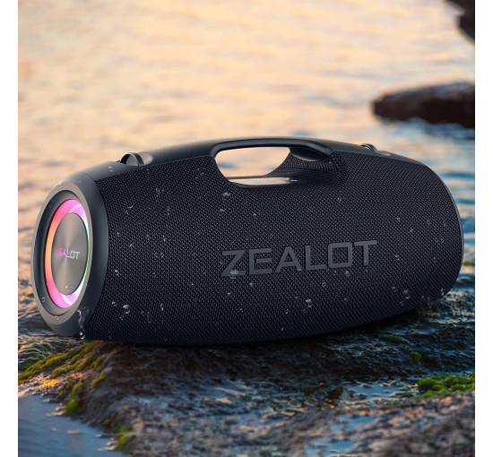 Bluetooth-динамік ZEALOT-S78, 120 Вт, вуличний портативний динамік з потужними басами, водонепроникний IP67 зі світлодіодним підсвічуванням, чорний (my-17052)
