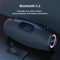Bluetooth-динамік ZEALOT-S78, 120 Вт, вуличний портативний динамік з потужними басами, водонепроникний IP67 зі світлодіодним підсвічуванням, чорний (my-17052)