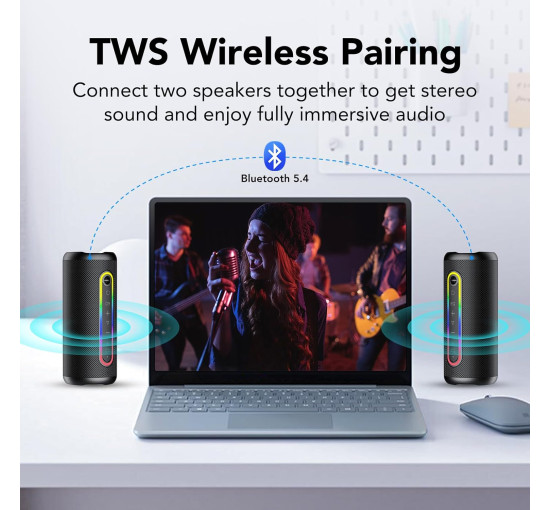 Портативная Bluetooth-колонка Taopodo M10 Pro Max, водонепроницаемость IPX7, мощность 30 Вт, 30 часов воспроизведения, цветная мигающая подсветка (my-17022)