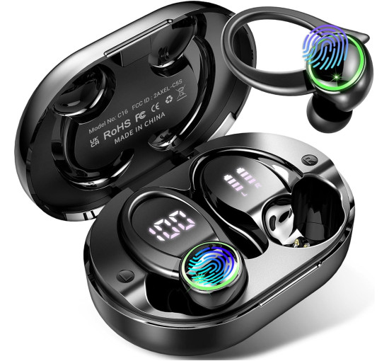 Бездротові навушники Bluetooth Kuizil C16-New чорні для спорту/тренувань/тренажерного залу/ігор (my-1054)