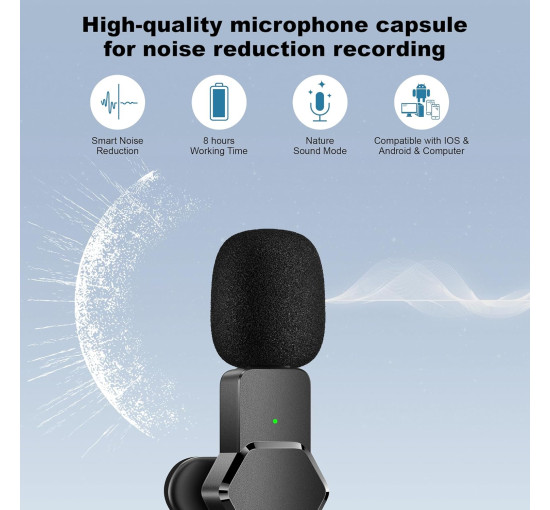 Бездротовий мікрофон петличний CKOKC K80C1 чорний (18099)