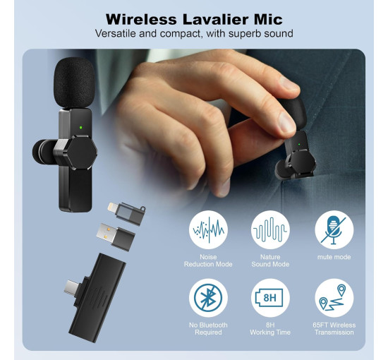 Бездротовий мікрофон петличний CKOKC K80C1 чорний (18099)