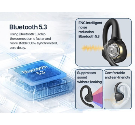 Бездротові сенсорні навушники bluetooth Dacom G86 MFI для занять спортом Black (my-4040)