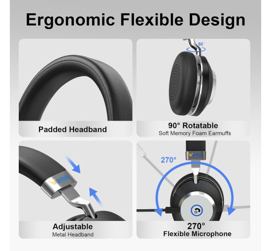 Беспроводная Bluetooth-гарнитура Wantek Dual Ear с микрофоном черный (my-18048)