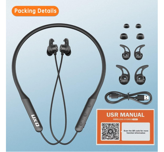 Bluetooth навушники-вкладиші з мікрофоном UXD BT01 чорний (my-4081)