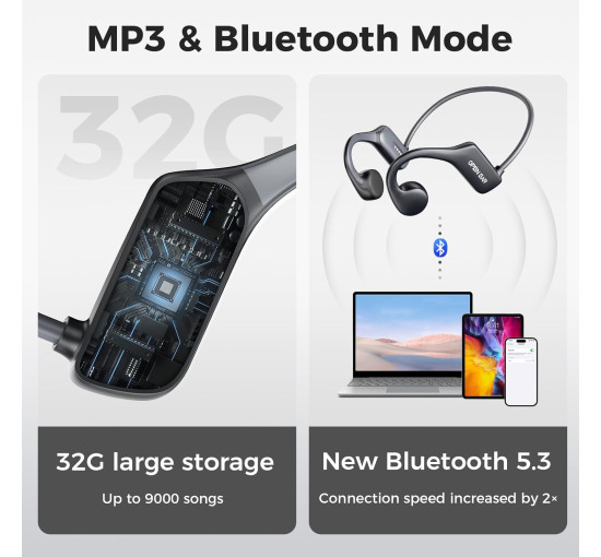 Водонепроницаемые Bluetooth наушники с встроенной памятью MP3 32 G MTOXW AS19 серый (my-9170)