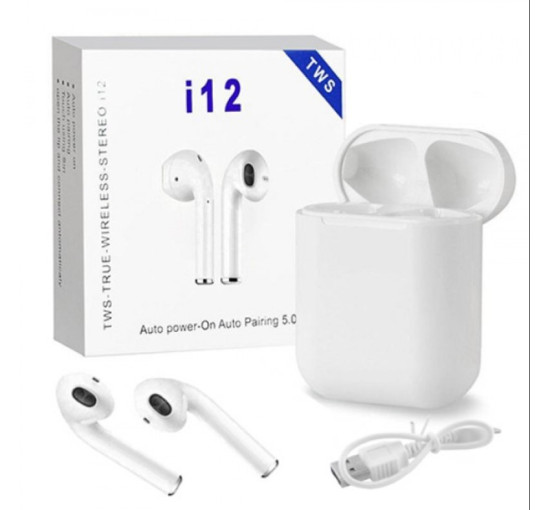 Бездротові навушники HBQ i12 TWS bluetooth 5.0 з кейсом, сенсорне керування без кнопок (білі) (my-17167)