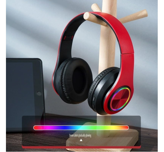 Беспроводные игровые наушники Generic LX-B39 с подсветкой Bluetooth, черные (my-15182)