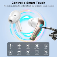 Бездротові навушники AOSRAU Q13Pro, Bluetooth 5.3, міні-навушники, шумозаглушуючий мікрофон, водонепроникні, колір «біле золото» (my-17019)