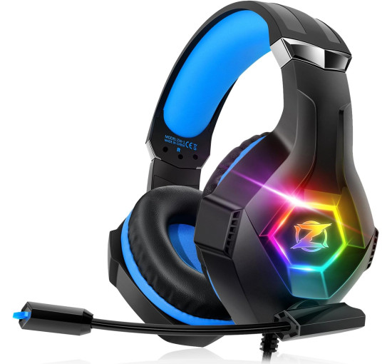 Игровая гарнитура для ПК, PS4, PS5, Xbox с объемным звуком 7.1, игровые наушники с микрофоном с шумоподавлением, полноразмерные наушники с RGB-подсветкой (my-17017)