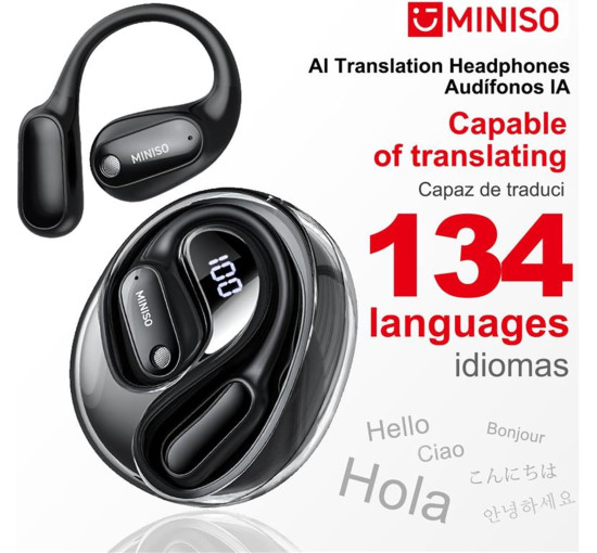 Навушники-перекладачі MINISO MS190 AI в режимі реального часу 135 мов з додатком (my-18111)