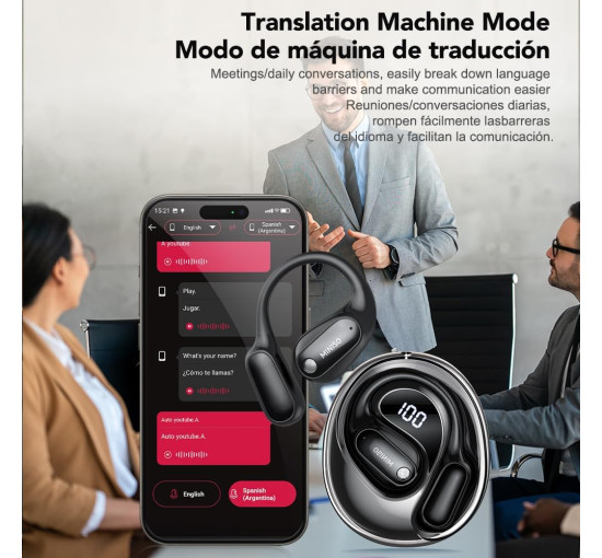 Навушники-перекладачі MINISO MS190 AI в режимі реального часу 135 мов з додатком (my-18111)