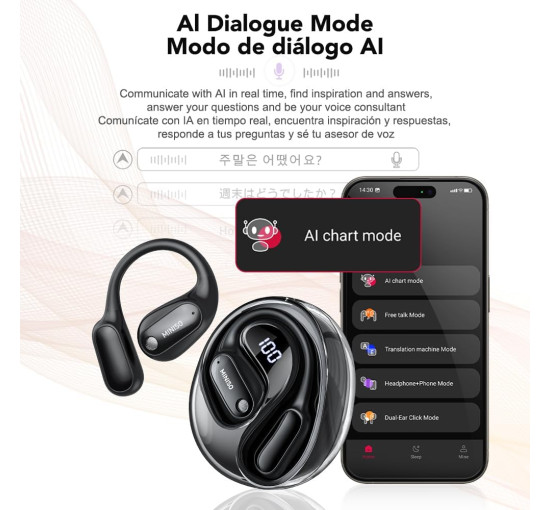 Навушники-перекладачі MINISO MS190 AI в режимі реального часу 135 мов з додатком (my-18111)