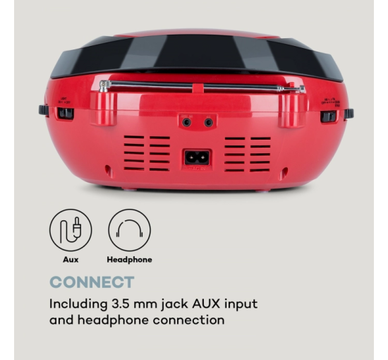 Бумбокс Auna Roadie 10038357 Bluetooth, CD, USB, FM, AUX, красный (my-5004)
