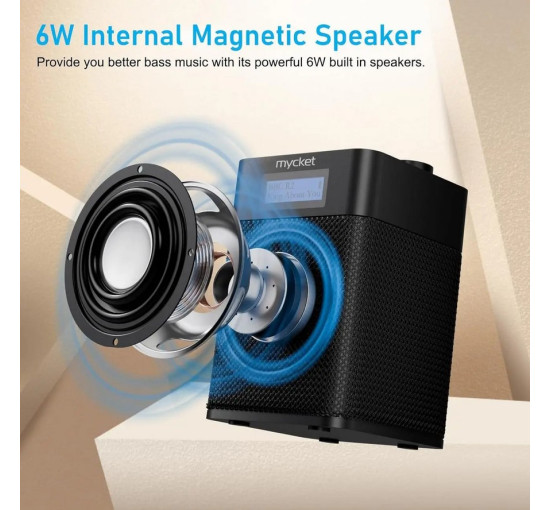 Портативне радіо Mycket Portable DAB+ Radio HS-D001 FM Цифровий радіоприймач, що перезаряджається, з Bluetooth (my-17205)