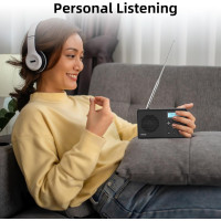 Цифрове портативне радіо WOVTE DAB+ з можливістю підзарядки та живленням від мережі Bluetooth 40 передустановок світлодіодний дисплей (my-17100)