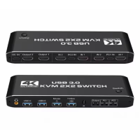 Коммутатор KVM-переключатель 2x2 HDMI kvm-переключатель 4K 60 Гц Двойной монитор KVM HDMI  Display USB KVM-переключатель 2 в 2 выхода (my-11199)