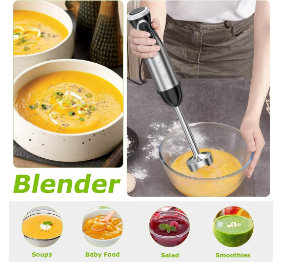 Ручний блендер 2-в-1 з віночком Bonsenkitchen HB3204 1000 Вт 20 швидкостей (my-14045)