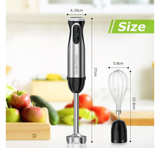 Ручний блендер 2-в-1 з віночком Bonsenkitchen HB3204 1000 Вт 20 швидкостей (my-14045)