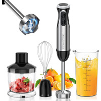 Ручной блендер Bonsenkitchen HB3203 из нержавеющей стали 4 в 1 мощностью 1000 Вт, 20 скоростей черный (my-14029)