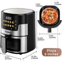 Аэрофритюрница 6-литровая Kiseely YL282 со стеклянным сенсорным экраном прозрачными окнами 10-в-1 из нержавеющей стали (my-17061)