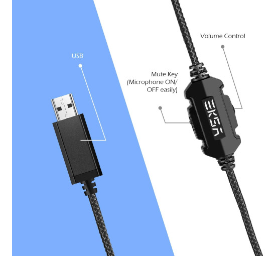 Наушники EKSA E1000 с шумоподавляющим микрофоном и RGB подсветкой (my-3019)