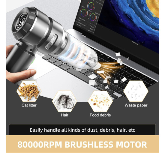 Ручной пылесос с бесщёточным двигателем NVKHG тёмно-серый (my-18123)