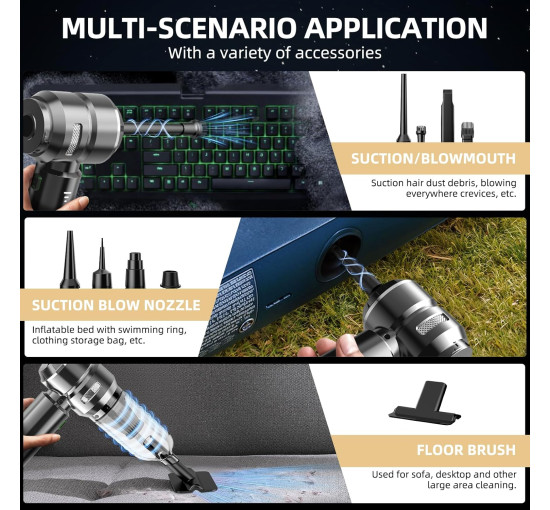 Ручной пылесос с бесщёточным двигателем NVKHG тёмно-серый (my-18123)