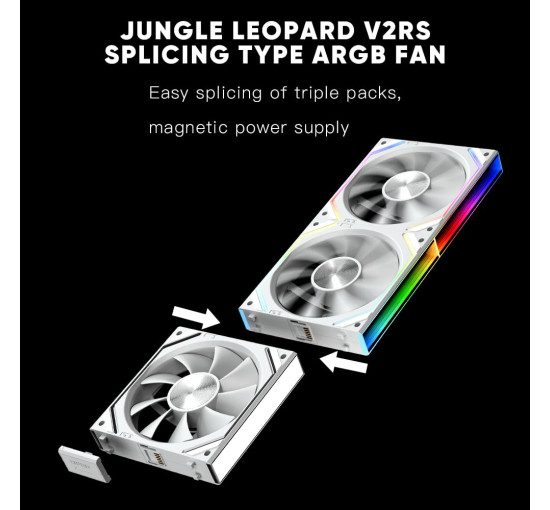 Комплект из трёх вентиляторов Jungle Leopard Splice Type ARGB PC UNI с последовательным подключением 120 мм V2RS белый (my-18031)