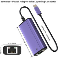Адаптер питания с разъемом Sunshot Lightning/Ethernet 2 в 1 совместимый с iPhone/iPad/iPod (my-095)