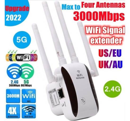 Роутер Wi fi repeater 2,4G/5G 1200 Мбит/с с вилкой для розетки - усилитель Wi-Fi сигнала, репитер Белый (my-18107)