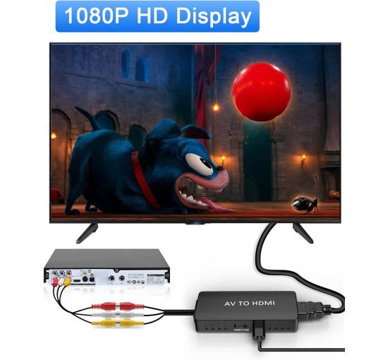 Конвертер Faersi  RCA в HDMI с кабелем HDMI, адаптер AV-HDMI 1080P для N64/PS2/Xbox/SNES/VHS/VCR/DVD, поддерживает адаптер PAL/NTSC RCA-HDMI (my-1086)