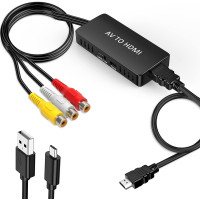 Конвертер Faersi  RCA в HDMI с кабелем HDMI, адаптер AV-HDMI 1080P для N64/PS2/Xbox/SNES/VHS/VCR/DVD, поддерживает адаптер PAL/NTSC RCA-HDMI (my-1086)