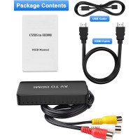Конвертер Faersi  RCA в HDMI с кабелем HDMI, адаптер AV-HDMI 1080P для N64/PS2/Xbox/SNES/VHS/VCR/DVD, поддерживает адаптер PAL/NTSC RCA-HDMI (my-1086)