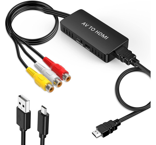 Конвертер Faersi  RCA в HDMI с кабелем HDMI, адаптер AV-HDMI 1080P для N64/PS2/Xbox/SNES/VHS/VCR/DVD, поддерживает адаптер PAL/NTSC RCA-HDMI (my-1086)