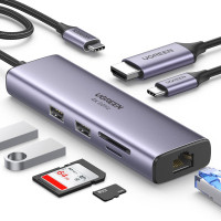USB-концентратор 7 в 1,  адаптер UGREEN 60515 серый (my-4053)