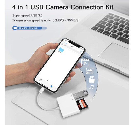 USB-адаптер Lightning для устройства чтения карт SD для iPhone (my-4110)