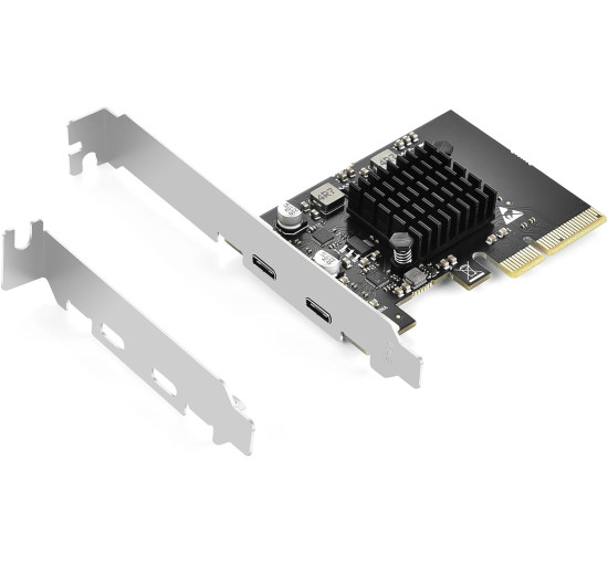 Карта расширения ELUTENG USB C PCIe с 2 портами 2 x 10 Гбит/с, совместимая с PCIE X4/X8/X16, PCI-E USB C 3.2 Gen2 20 Гбит/с с радиатором большой площади (my-12036)