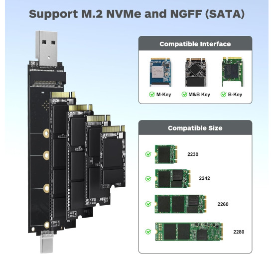 Корпус жесткого диска для твердотельного накопителя ELUTENG M.2 NVME NGFF 10 Гбит/с (my-12094)