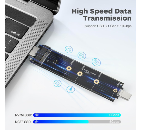 Корпус жесткого диска для твердотельного накопителя ELUTENG M.2 NVME NGFF 10 Гбит/с (my-12094)