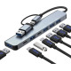 Многопортовый адаптер 7 в 2 с USB Hub 3.0, 2 портами USB-C и 4 портами USB 2.0 Loydia серый (my-15018)