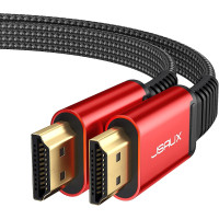 Высокоскоростной плоский тонкий кабель 4K HDMI-HDMI JSAUX CV0016 длиной 25 футов красный (my-15020)