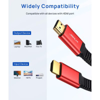 Високошвидкісний тонкий плоский кабель 4K HDMI-HDMI JSAUX CV0016 довжиною 25 футів червоний (my-15020)