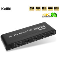 4K 3D HDMI-спліттер, 1 вхід, 4 виходи HDMI-перемикач-спліттер KuWFi HXF-HDMI04, сумісність із PS4, DLP, Xbox, DVD-плеєром, Blu-ray HDTV (my-12097)