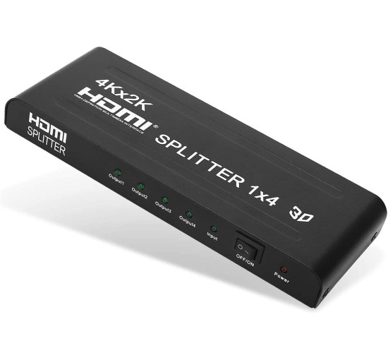 4K 3D HDMI-спліттер, 1 вхід, 4 виходи HDMI-перемикач-спліттер KuWFi HXF-HDMI04, сумісність із PS4, DLP, Xbox, DVD-плеєром, Blu-ray HDTV (my-12097)