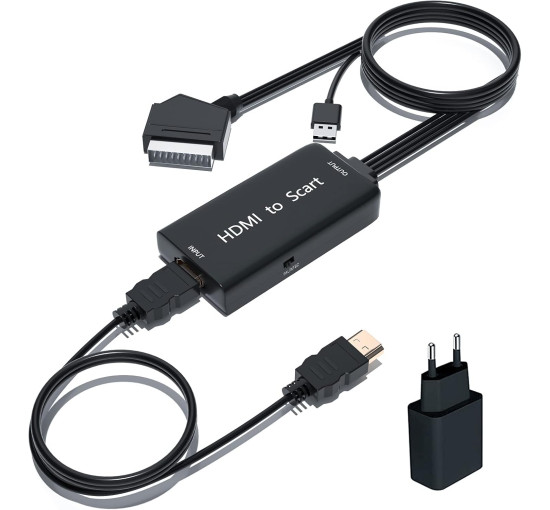 Адаптер HDMI Scart з кабелями HDMI та Scart, підтримка стереозвуку та відео NTSC/PAL TLsiwio (my-12108)