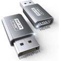 Адаптер JSAUX 4K DisplayPort - HDMI однонаправлений адаптер "тато - мама" сірий 2 штук (my-15012)