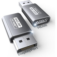 Адаптер JSAUX 4K DisplayPort - HDMI однонаправленный адаптер «папа - мама» серый 2 штук (my-15012)
